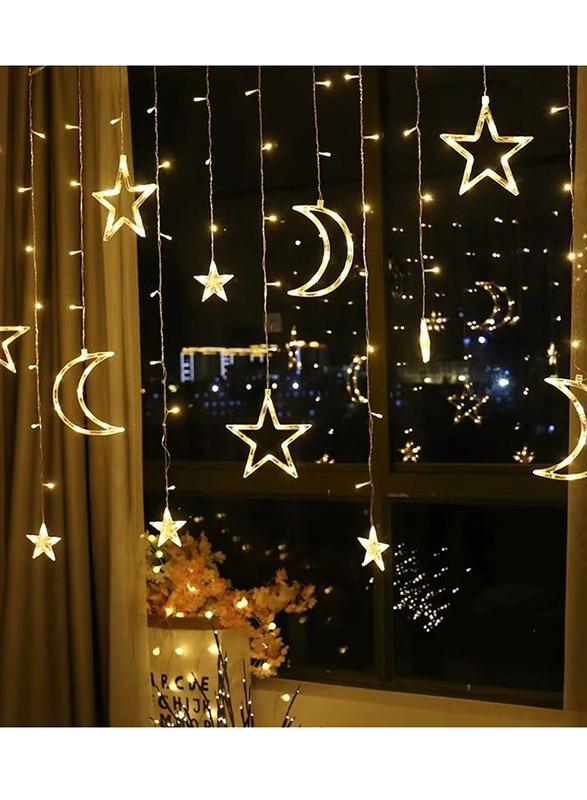 HippoLED Ramadan Indoor/Outdoor Light Star and Moon Shaped Decoration for House Wedding Party, Warm White