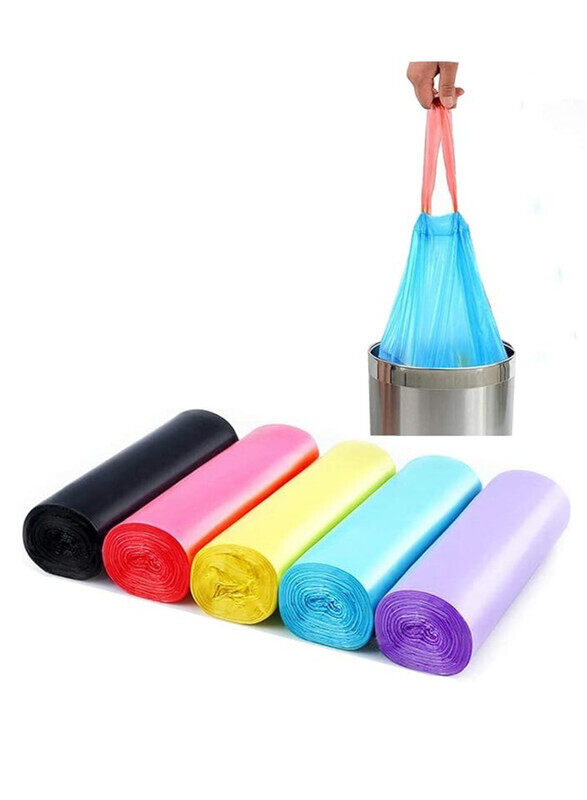

Yuwell Garbage Bags 7 Roll 140 Pcs Trash Bags Plastic Disposable Bags Garbage Bags With Handles For Office, Kitchen, Bedroom Waste Multicolor Portable Bags,