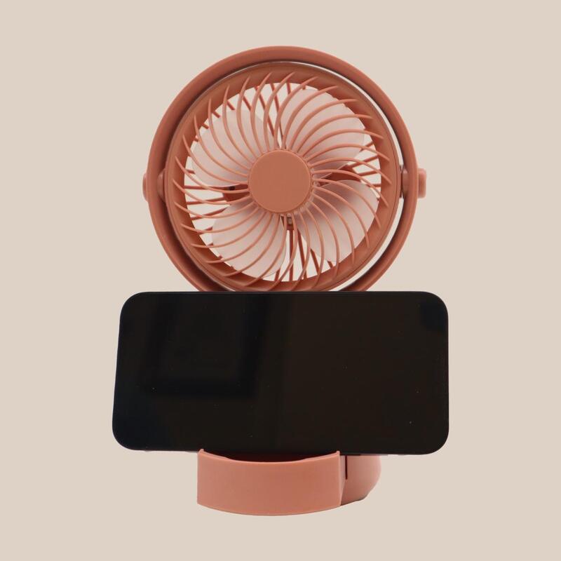 USB Fan Strong Wind Ultra Quiet Small Desk Fan Adjustable Rotation Mini Table Fan With Mobile Holder 2 Fan Speeds And 2 Light Modes Adjustable Fan Personal Fan For Home Office And Desktop Pink