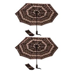 2 Pcs Windproof Large Umbrella For Rain Automatic Open Wind Resistant Umbrellas For Adult Men And Women Travel Umbrella Auto Open For Windproof, Rainproof & UV Protection Black/White