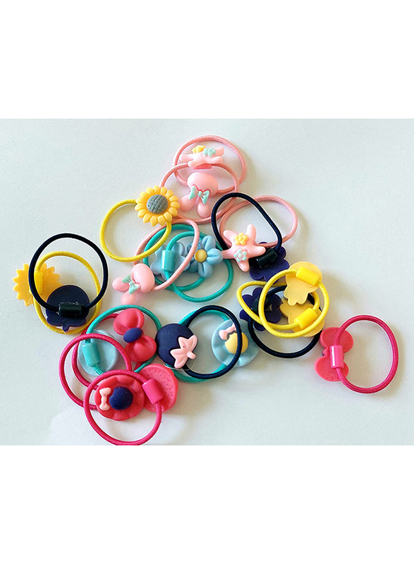 Solid Elastic Ponytails for Girls, 20 Pieces, Multicolour