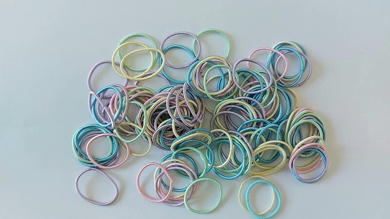 Elastic Hair Band for Girls, 200 Pieces, Green/Yellow/Blue