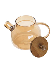 Neoflam 1-Liter Glass Teapot with Cover Lid, Clear/Brown