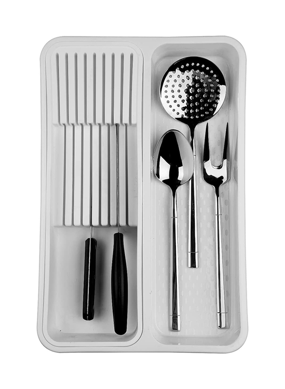 Orchid Foly Life Plastic Knife & Cutlery Holder for Drawers, Grey