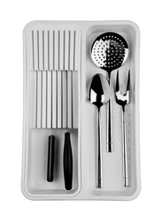 Orchid Foly Life Plastic Knife & Cutlery Holder for Drawers, Grey