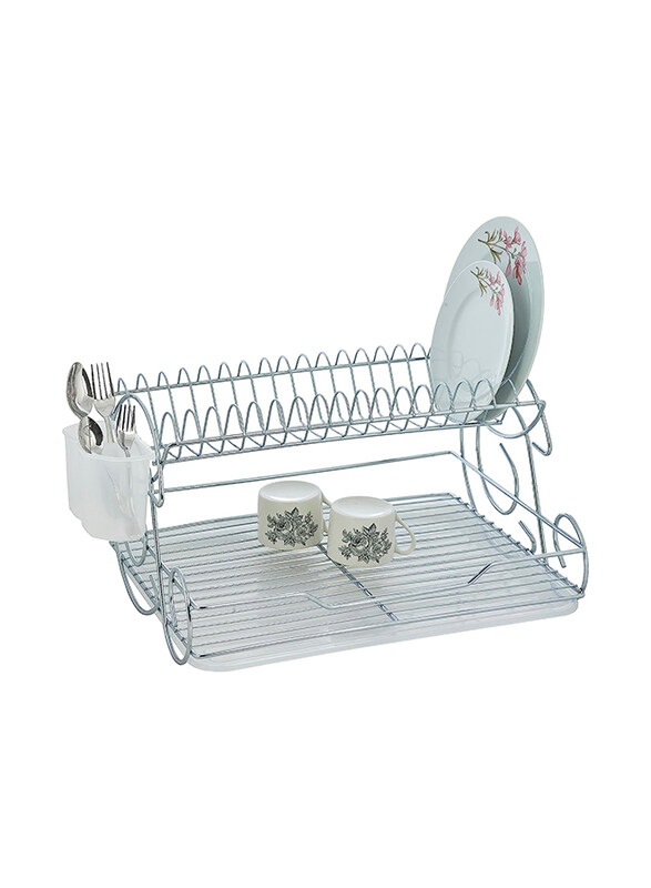 

Orchid 2-Tier Kiwa Dish Drying Rack with Drip Tray, Silver