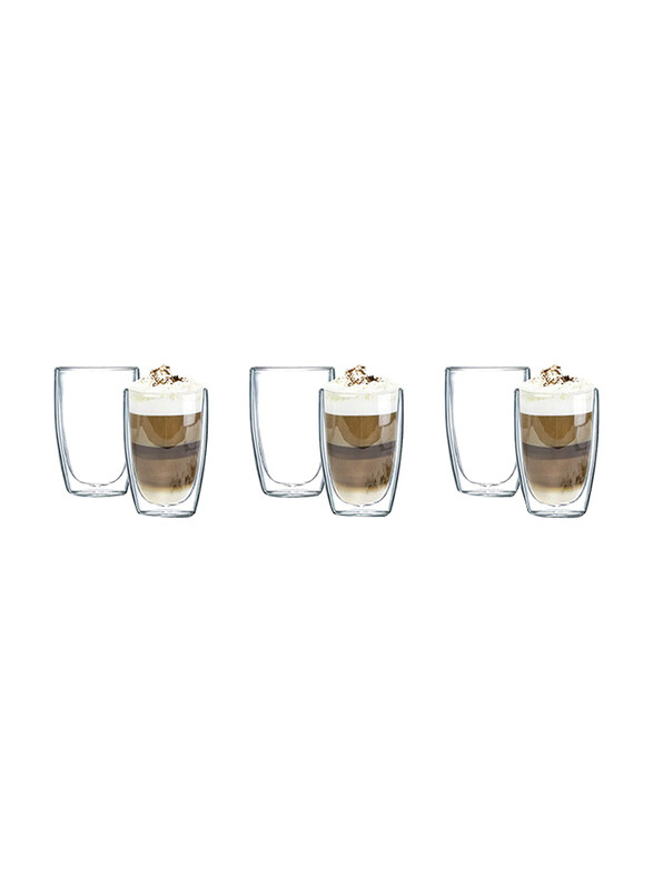 

Neoflam 6-Piece 280ml Set Borosilicate Double Wall Glass & Mugs, Clear