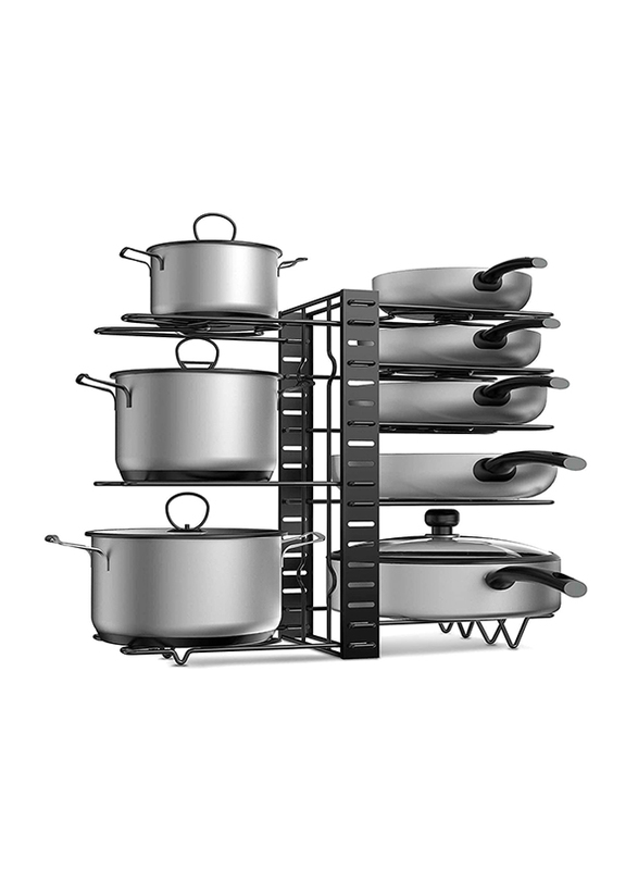 Orchid 8 Tiers Pot Rack Organizer, Large, Black