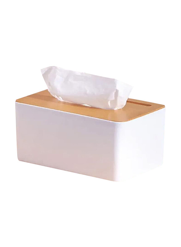 

Orchid Rectangular Bamboo Tissue Box, White