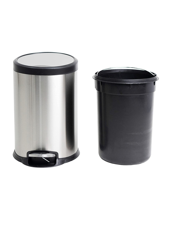 Orchid Stainless Steel Trash Bins, 20 Liter, Silver/Black