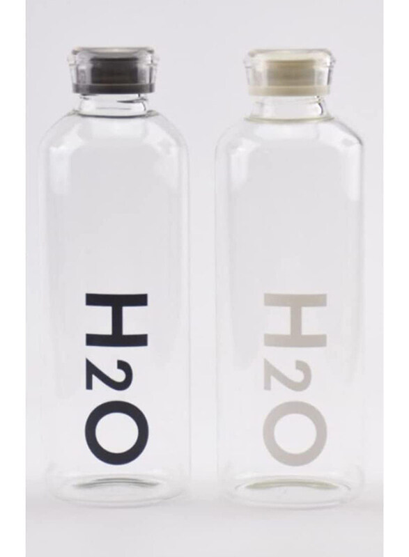 

Orchid 1 Ltr 2-Piece Set Glass Water Bottles with Caps, Clear