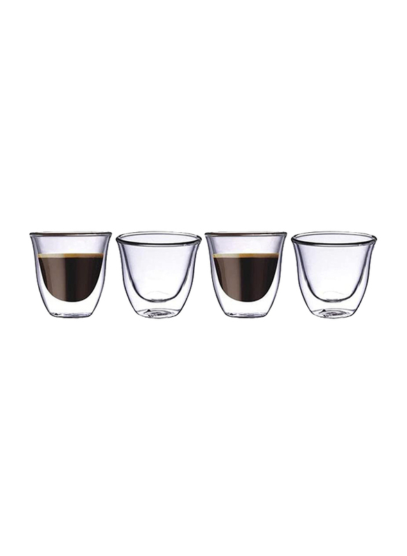 Neoflam 70ml 4-Piece Set Double Wall Borosilicate Glass Kahwa Tumbler Cups, DTC6810, Clear