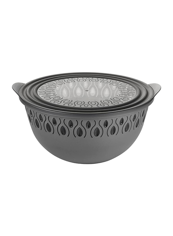Orchid 3-Ltr Melamine Round Foly Life Multipurpose Bowl with Lid, Grey