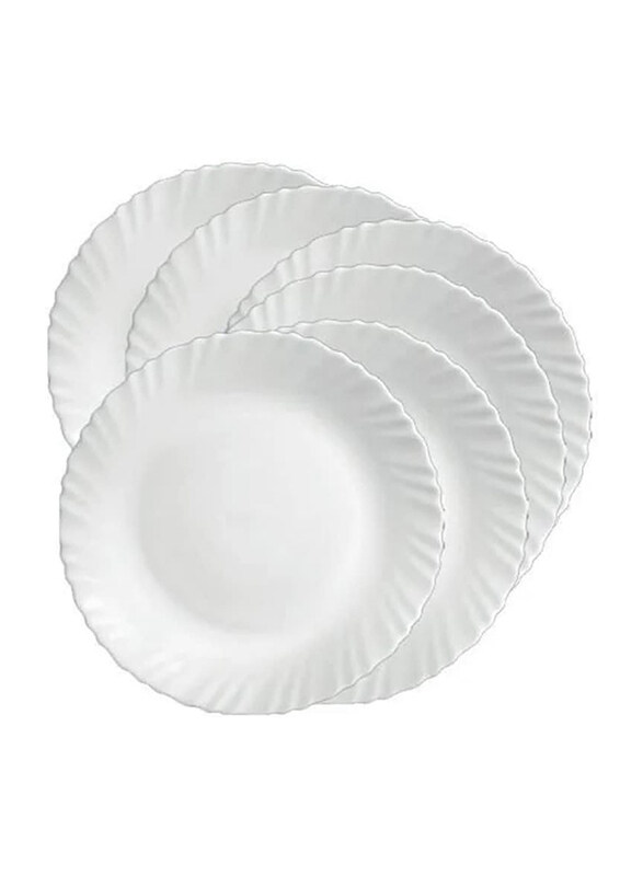 

Orchid 10-Inch 6-Piece Opalware Classique Ceramic Dinner Plate Set, White