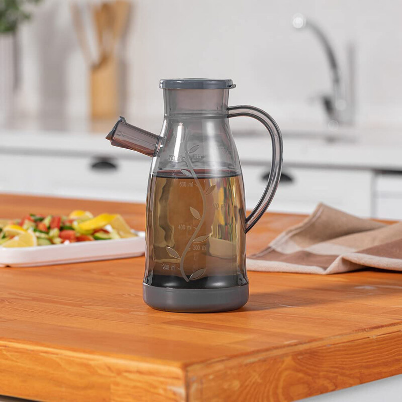 

Orchid Plastic Foly Life Olive Oil Plastic Leak-proof Bottle with Non-Slip Handle, 700ml, Grey