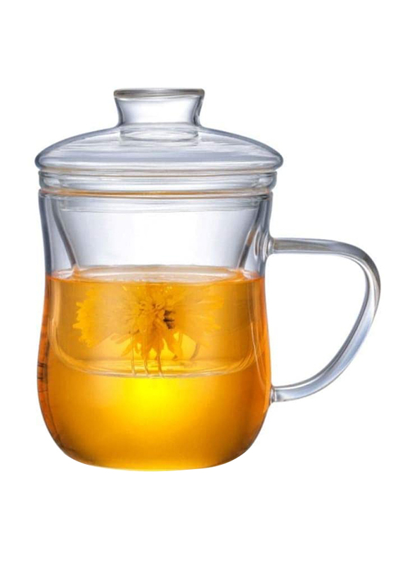 Neoflam 350ml Borosilicate Glass Tea Mug with Infuser & Strainer, 350MlDTC17203, Clear