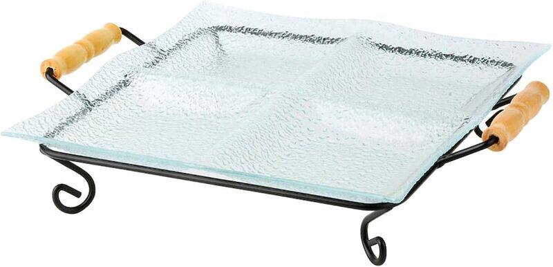

ORCHID SQ GLASS SERVING TRAY WITH STAND