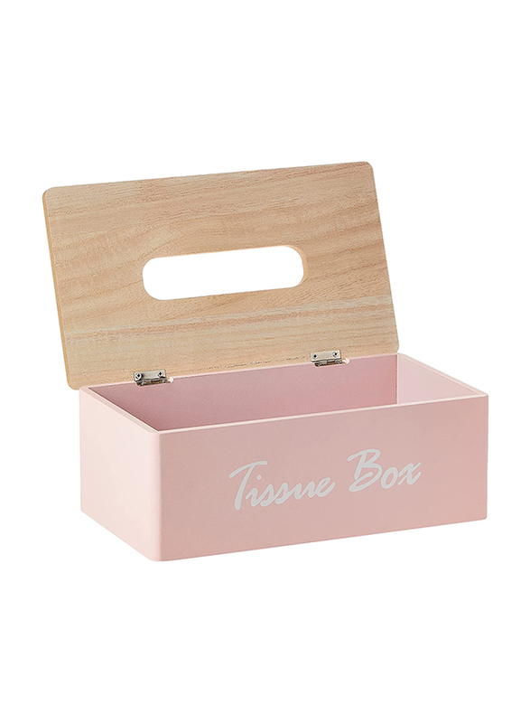 Orchid Tissue Box Solid Wood Napkin Holder, Pink
