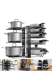 Orchid 8 Tiers Pot Rack Organizer, Large, Black