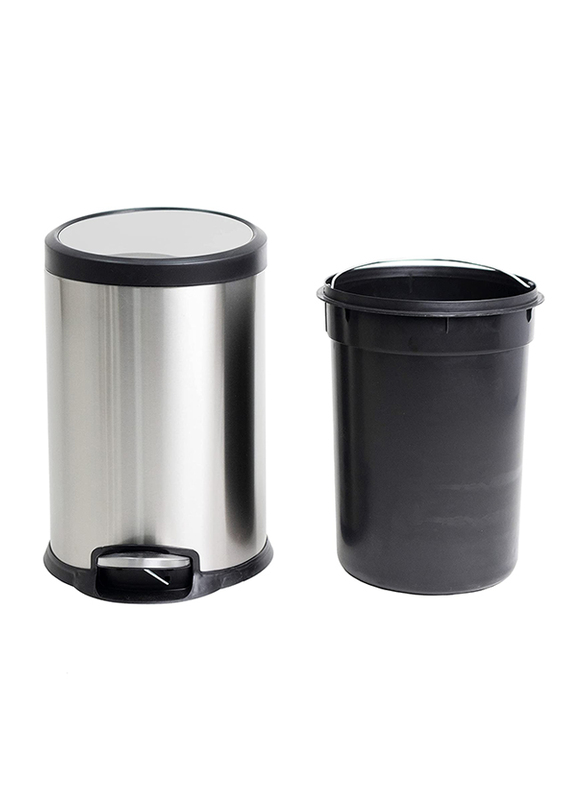 Orchid Stainless Steel Trash Bins, 5 Liter, Silver/Black