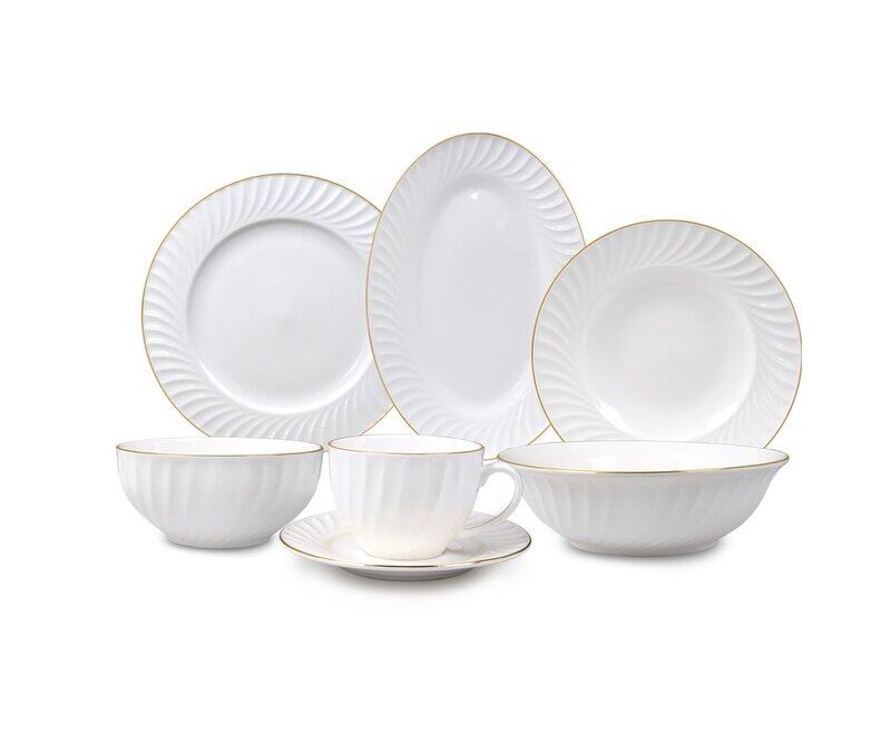 

ORCHID 32PCS EMBOSS DINNER SET PEBBLE