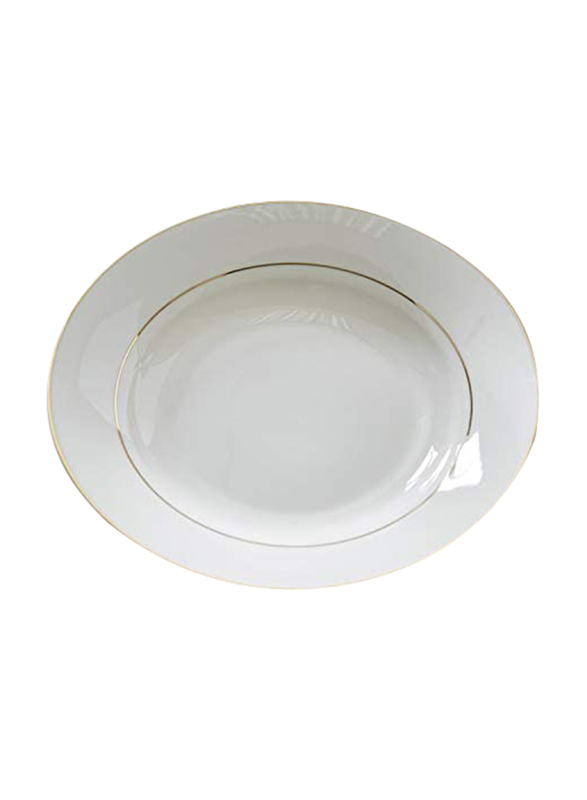 Queens 8-inch Bone China Round Soup Plate, White