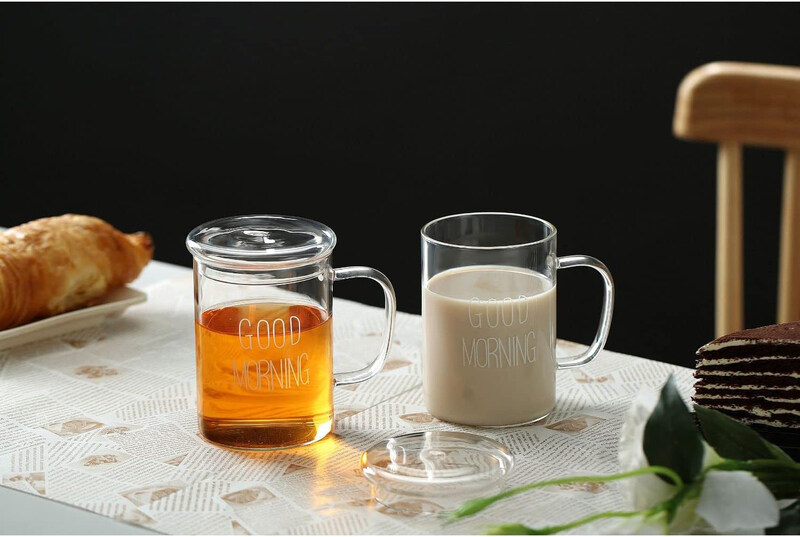 

Neoflam 450ml 2-Piece Borosilicate Single Wall Glass Mugs Set, Clear