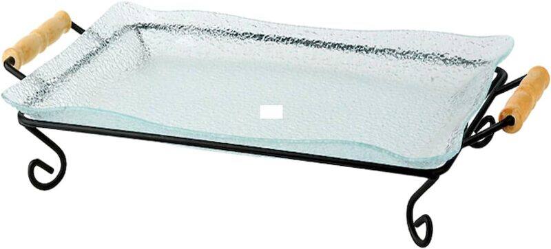 

ORCHID RECT GLASS SERVING TRAY WITH STAND