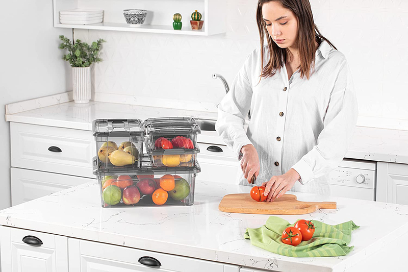 Orchid Foly Life PP BPA Free Airtight Meal Prep Storage Box with Locking Lids, 5700ml, Grey
