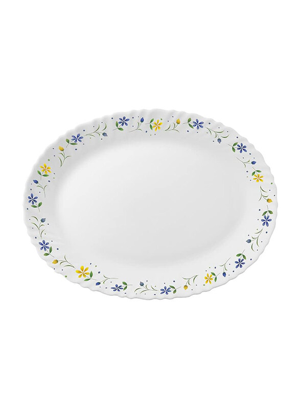 

Orchid 13-inch Opalware Twilight Ceramic Oval Dinner Plate, White