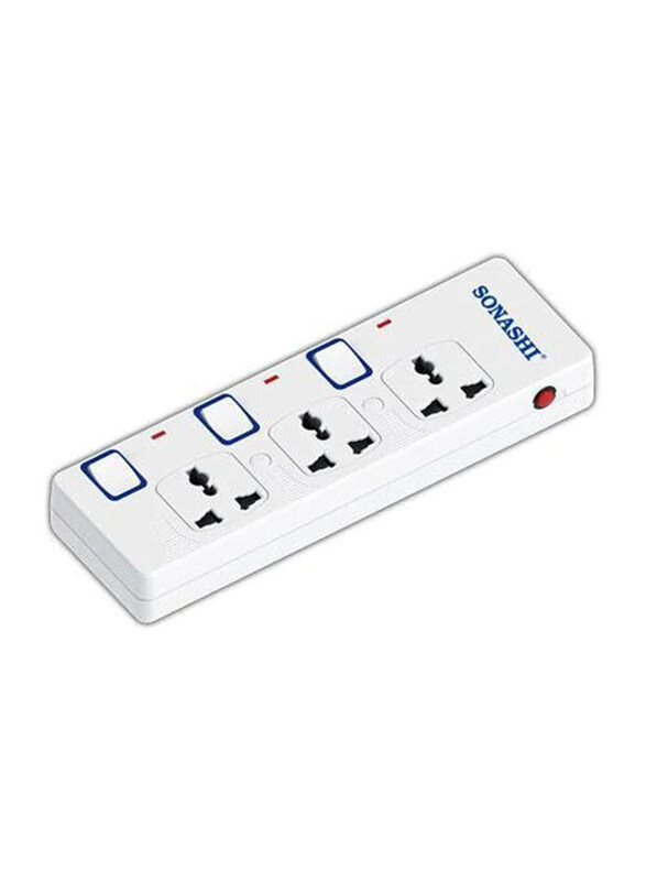

Sonashi 3m 3 Way UK Plug Extension Cord Sockets, SES-803, White