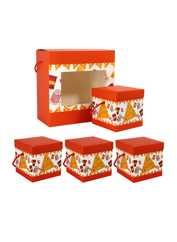 

Saving Home Haq Al Laila Gift Box With Bag, 4 Pieces, Orange/White