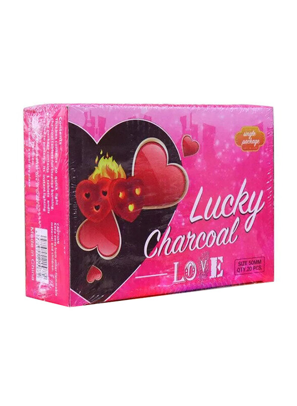 

Lucky 20-Piece 50mm Heart Shaped Quick Light Charcoal Tablets, Black