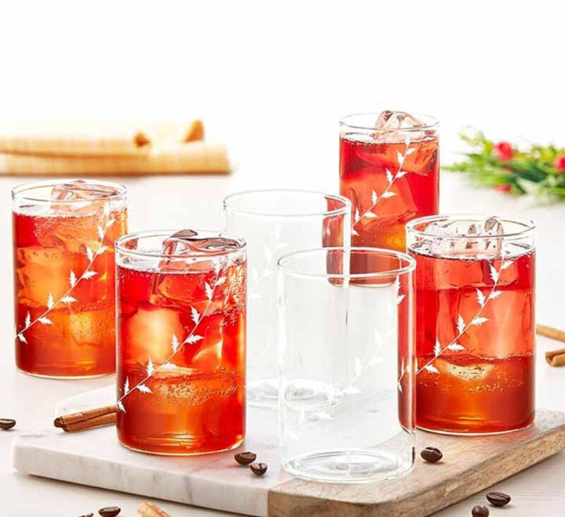 

Borosil 295ml 6-Piece Medium Vision White Krip Glass Set, BVVIBLEAFWM, Clear
