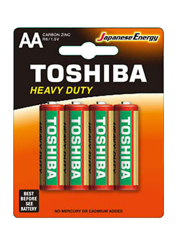 

Toshiba 4-Piece Size AA Heavy Duty Batteries, R6KG-BP-4C, Multicolour