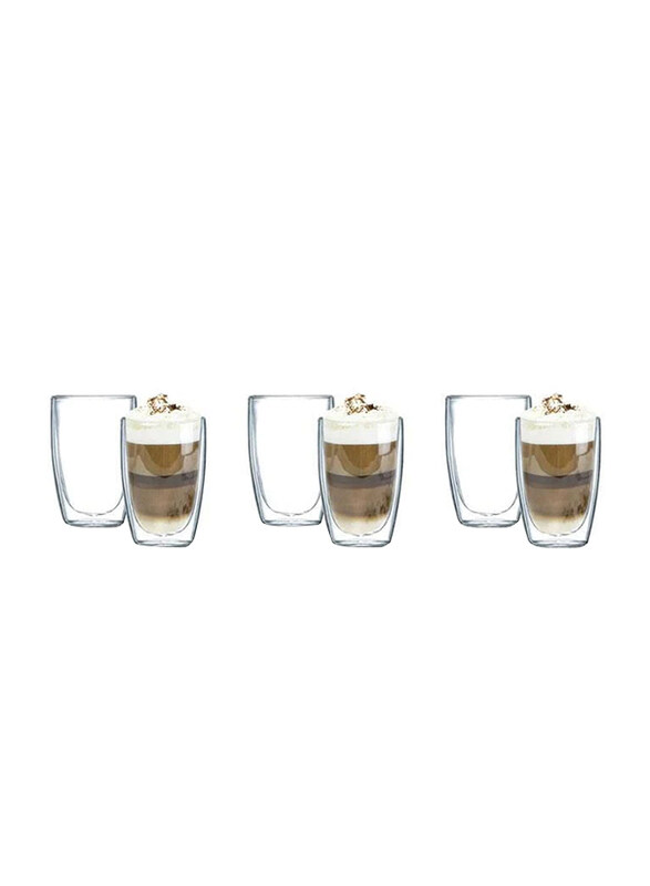 

Neoflam 280ml 6-Piece Double Wall Borosilicate Coffee Cup Set, DTC2328, Clear