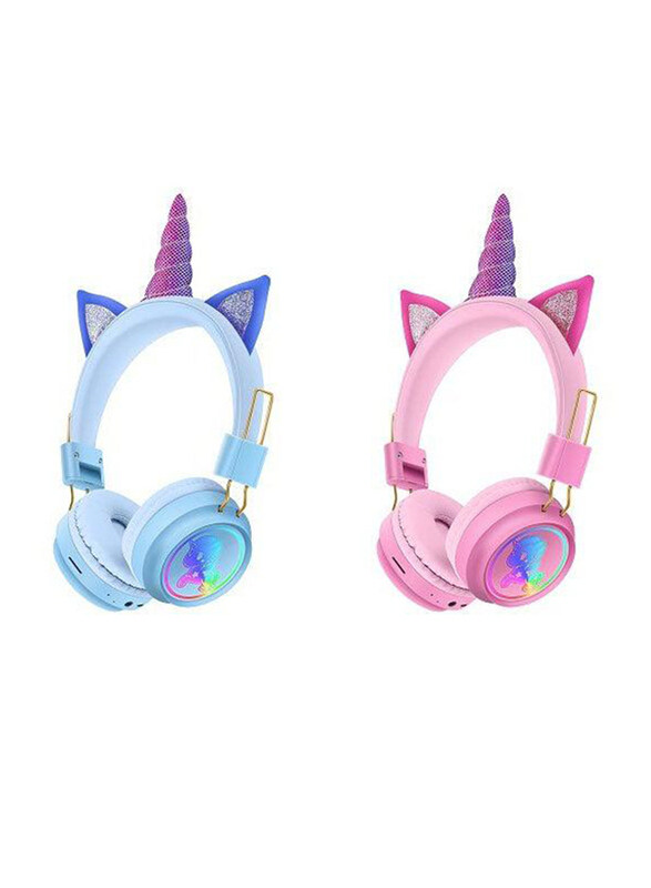 

Unbranded Wireless Over-Ear Rainbow Unicorn Simple Cat Ear Headset, AH-902A, Assorted Colour