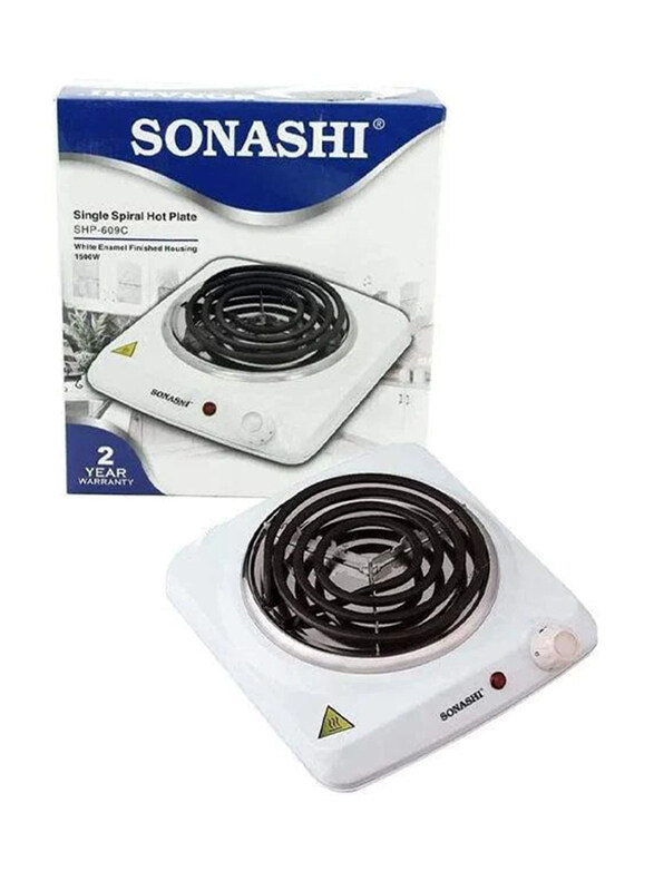 

Sonashi Single Spiral Hot Plate, 1500W, SHP-609C, White/Black