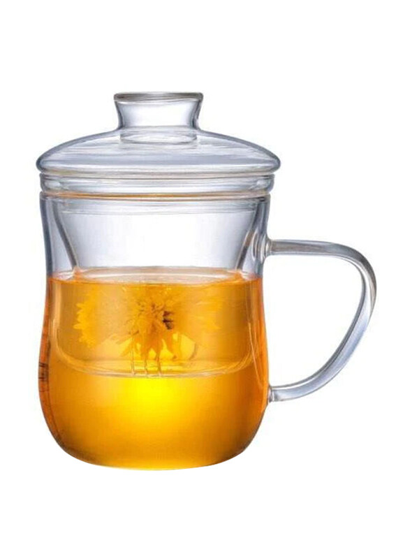 

Neoflam 350ml Borosilicate Glass Tea Mug with Infuser & Strainer, DTC17203, Clear