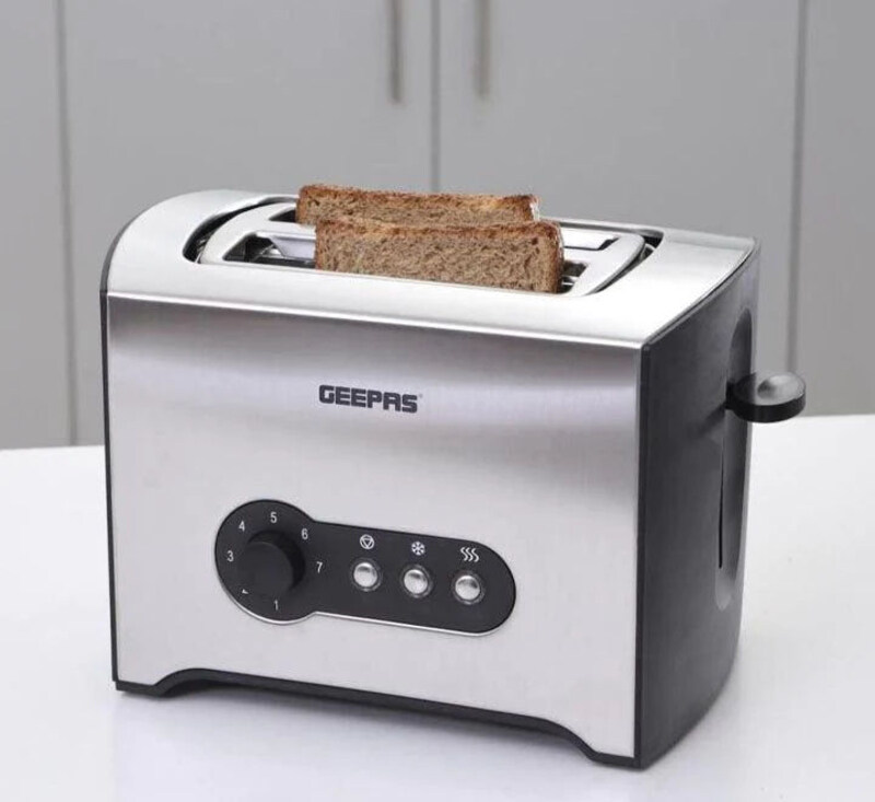 

Geepas Portable 2-Slice Bread Toaster, 900W, GBT6152, Silver/Black