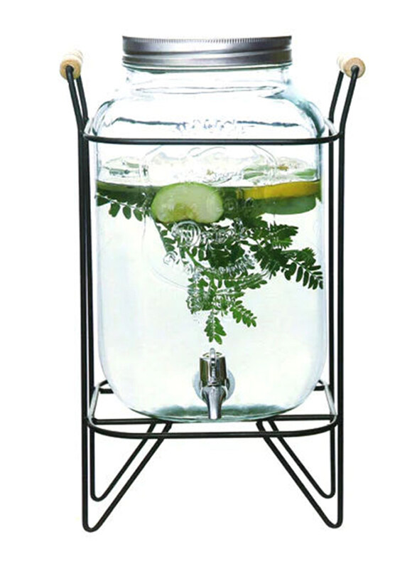 

Saving Home 8 Ltr Glass Beverage Juice Dispenser with Metal Stand, Clear