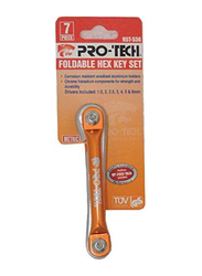 Pro-Tech 7 Piece Foldable Hex Key Set, Orange/Silver