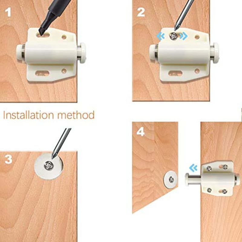 Magnetic Touch Push to Open Door Latch for Heavy Duty Door, 12 Pieces, White