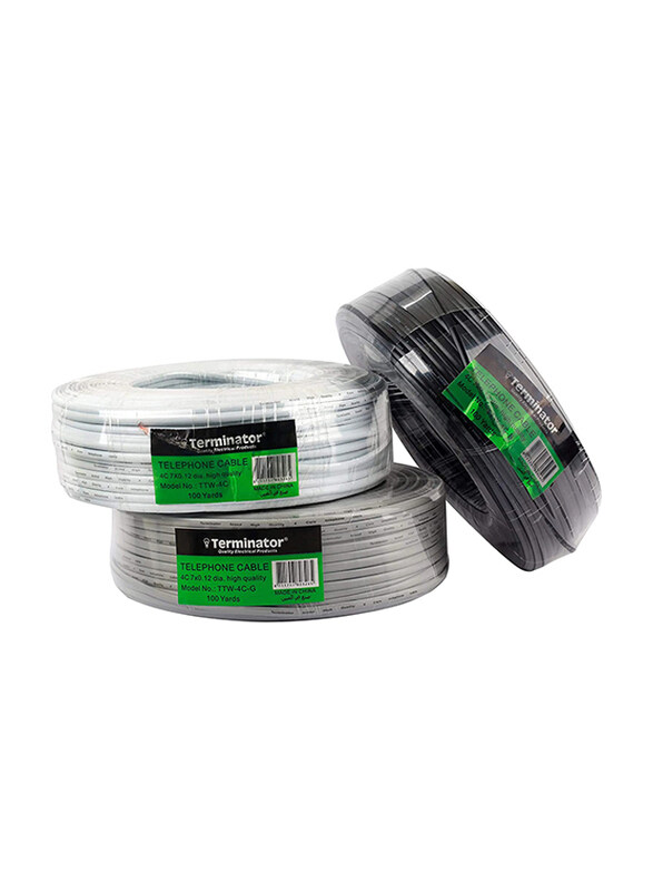 

Terminator 100 Yards Telephone Cable, TTW-4C-G, Black
