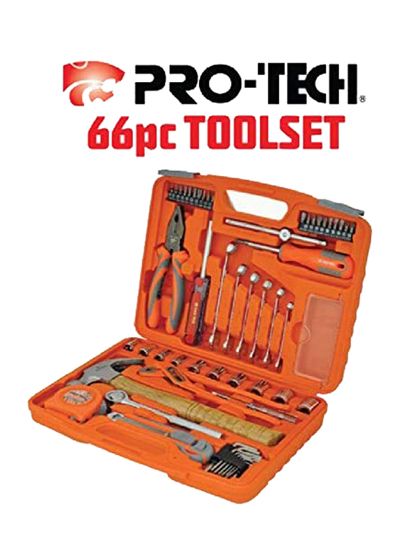 Pro-Tech 66-Piece Tool Kit, 2724271569117, Orange/Grey
