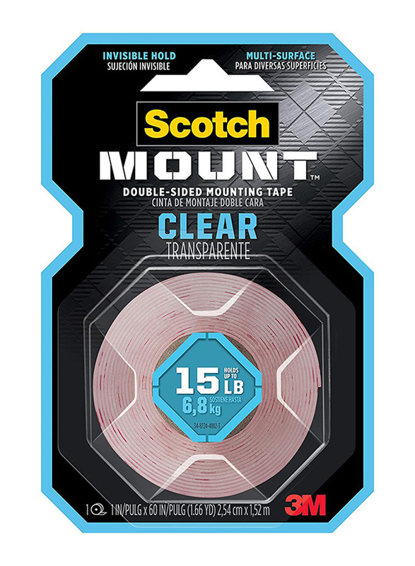 3M Scotch Mount Heavy Duty Double-Sided Mounting Tape, 410H, Clear