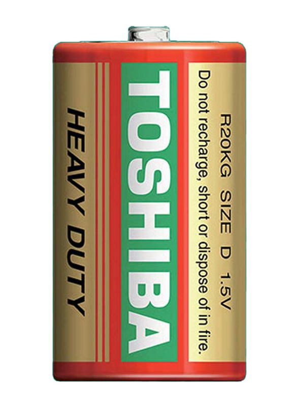 Toshiba 1.5V Heavy Duty D Alkaline Batteries, 2 Pieces, Multicolour