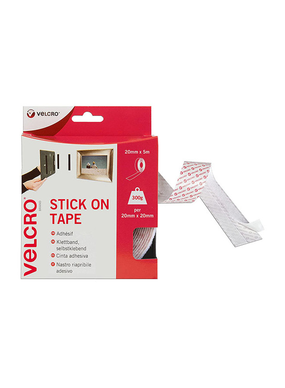 Velcro Brand Stick On Tape Roll, 20mm x 5m, White