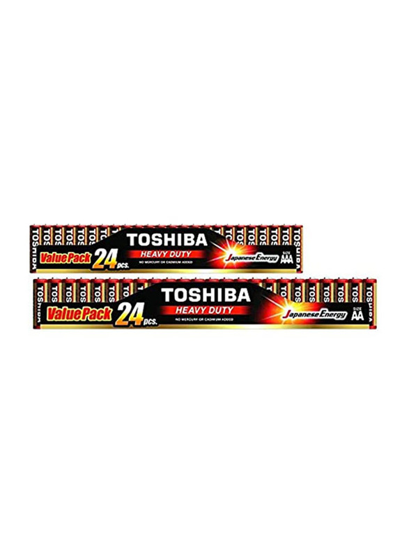 Toshiba 1.5V Heavy Duty AA & AAA Alkaline Batteries, 48 Pieces, Multicolour