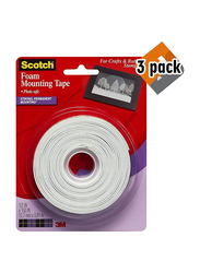 3M Scotch Foam Mounting Tape, 1/2-inch x 150-inch, 3 Piece, 4013, White